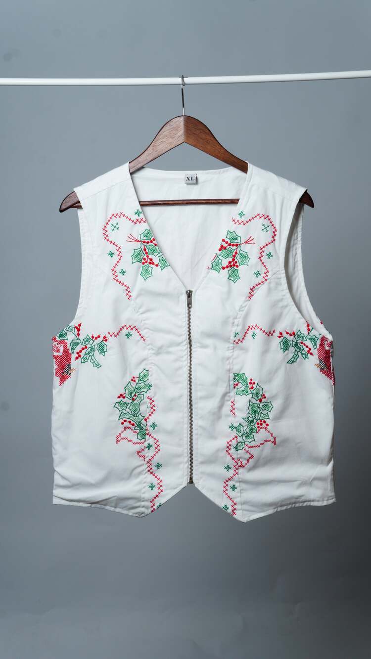 Upcycled Tablecloth Vest Size XL